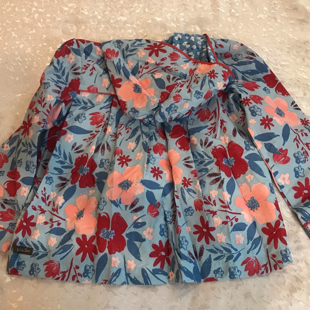 Matilda Janes Girls' Floral Hooded Raincoat - Blue/Pink/Red NWT - Picture 4 of 4
